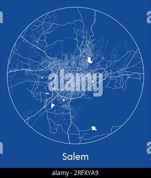 Plan de la ville Salem Inde Asie bleu imprimer rond cercle illustration vectorielle Illustration de Vecteur