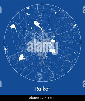 Plan de la ville Rajkot Inde Asie bleu imprimer rond cercle illustration vectorielle Illustration de Vecteur