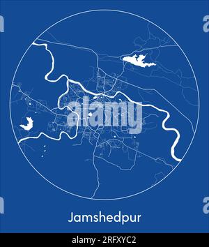 Plan de la ville Jamshedpur Inde Asie bleu imprimer rond cercle illustration vectorielle Illustration de Vecteur