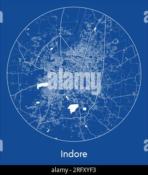 Carte de la ville Indore Inde Asie bleu imprimer rond cercle illustration vectorielle Illustration de Vecteur