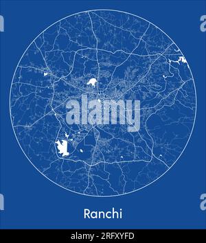 Carte de la ville Ranchi India Asia Blue print rond cercle illustration vectorielle Illustration de Vecteur