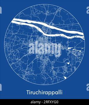 Plan de la ville Tiruchirappalli Inde Asie bleu impression ronde cercle illustration vectorielle Illustration de Vecteur