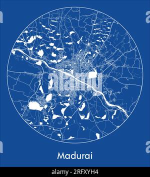 Plan de la ville Madurai Inde Asie bleu imprimer rond cercle illustration vectorielle Illustration de Vecteur