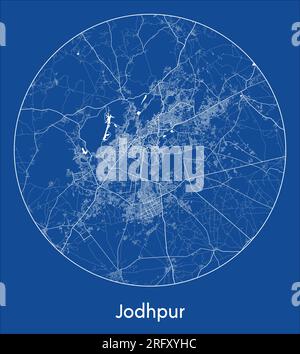 Plan de la ville Jodhpur Inde Asie bleu imprimer rond cercle illustration vectorielle Illustration de Vecteur