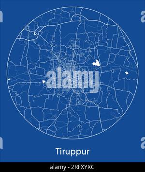 Plan de la ville Tiruppur Inde Asie bleu imprimer rond cercle illustration vectorielle Illustration de Vecteur