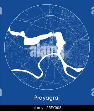 Plan de la ville Prayagraj Inde Asie bleu impression ronde cercle illustration vectorielle Illustration de Vecteur