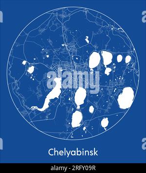 Plan de la ville Chelyabinsk Russie Asie bleu imprimer rond cercle illustration vectorielle Illustration de Vecteur