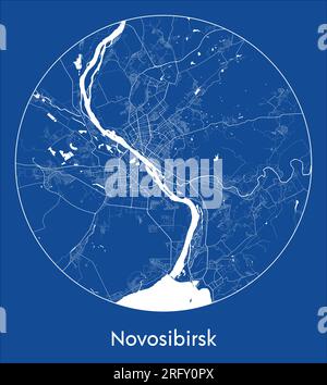 Plan de la ville Novosibirsk Russie Asie bleu impression ronde cercle illustration vectorielle Illustration de Vecteur