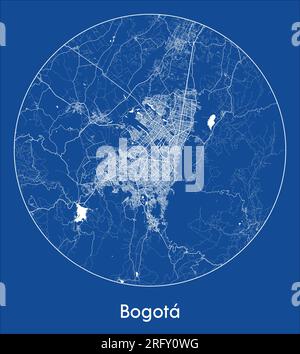Plan de la ville Bogota Colombie Amérique du Sud bleu imprimer rond cercle illustration vectorielle Illustration de Vecteur