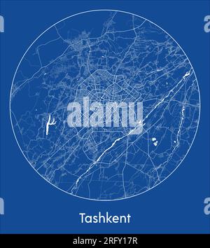 Plan de la ville Tachkent Ouzbékistan Asie bleu imprimer rond cercle illustration vectorielle Illustration de Vecteur