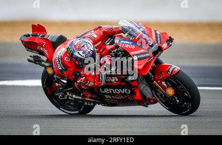 Enea Bastianini de Ducati Lenovo lors du Grand Prix de Grande-Bretagne Monster Energy 2023 à Silverstone, Towcester. Date de la photo : dimanche 6 août 2023. Banque D'Images