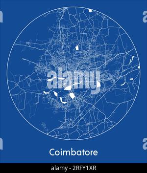 Plan de la ville Coimbatore Inde Asie bleu imprimer rond cercle illustration vectorielle Illustration de Vecteur