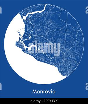 Plan de la ville Monrovia Liberia Afrique bleu impression ronde cercle illustration vectorielle Illustration de Vecteur