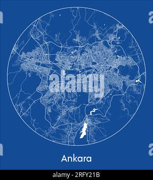 Plan de la ville Ankara Turquie Asie bleu imprimer rond cercle illustration vectorielle Illustration de Vecteur