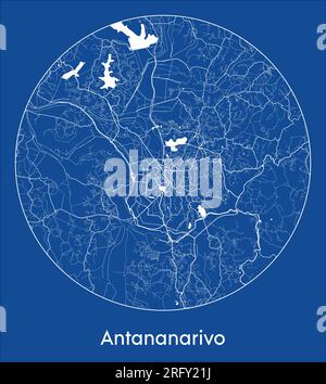 Plan de la ville Antananarivo Madagascar Afrique bleu impression ronde cercle illustration vectorielle Illustration de Vecteur