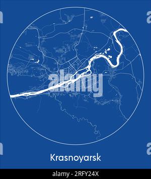 Plan de la ville Krasnoyarsk Russie Asie bleu imprimer rond cercle illustration vectorielle Illustration de Vecteur