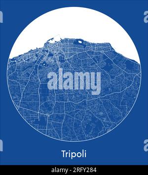Plan de la ville Tripoli Libye Afrique bleu impression ronde cercle illustration vectorielle Illustration de Vecteur