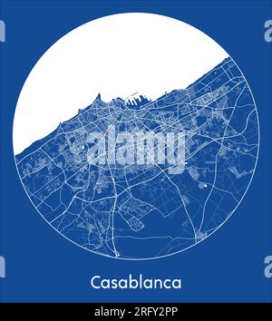 Plan de la ville Casablanca Maroc Afrique bleu imprimer rond cercle illustration vectorielle Illustration de Vecteur