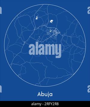 Plan de la ville Abuja Nigeria Afrique bleu imprimer rond cercle illustration vectorielle Illustration de Vecteur