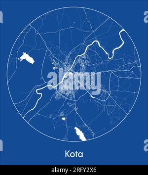 Carte de la ville Kota Inde Asie bleu imprimer rond cercle illustration vectorielle Illustration de Vecteur