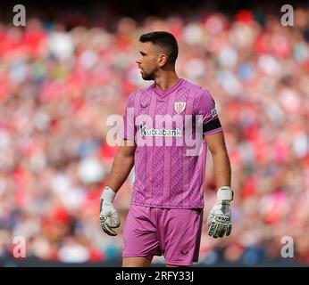 6 août 2023 ; Aviva Stadium, Dublin, Irlande : match amical de pré-saison, Manchester United contre Athletic Bilbao ; Unai Simon de l'Athletic Bilbao Banque D'Images