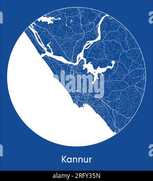 Carte de la ville Kannur India Asia bleu print rond cercle illustration vectorielle Illustration de Vecteur