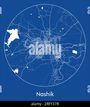 Plan de la ville Nashik Inde Asie bleu imprimer rond cercle illustration vectorielle Illustration de Vecteur