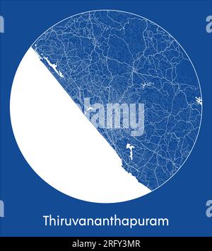 Plan de la ville Thiruvananthapuram Inde Asie bleu imprimer rond cercle illustration vectorielle Illustration de Vecteur