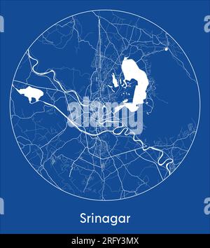 Carte de la ville Srinagar Inde Asie bleu imprimer rond cercle illustration vectorielle Illustration de Vecteur