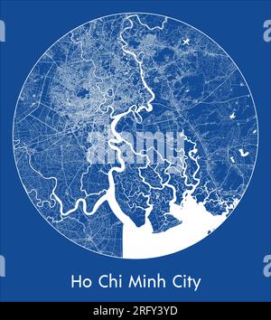 Plan de la ville Ho Chi Minh ville Vietnam Asie bleu impression ronde cercle illustration vectorielle Illustration de Vecteur