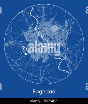 Plan de la ville Bagdad Irak Asie bleu imprimer rond cercle illustration vectorielle Illustration de Vecteur