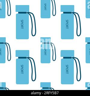 Motif sans couture. Divers équipements sportifs. Appareils de fitness, accessoires de gymnastique. Bouteille d'eau de sport. Mode de vie sain. Vecteur dessiné à la main sans couture Illustration de Vecteur
