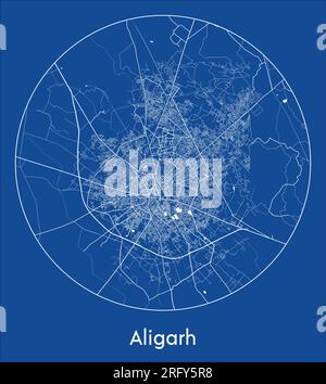 Plan de la ville Aligarh Inde Asie bleu imprimer rond cercle illustration vectorielle Illustration de Vecteur