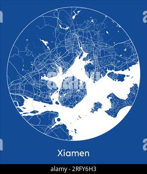 Carte de la ville Xian Chine Asie bleu imprimer rond cercle illustration vectorielle Illustration de Vecteur
