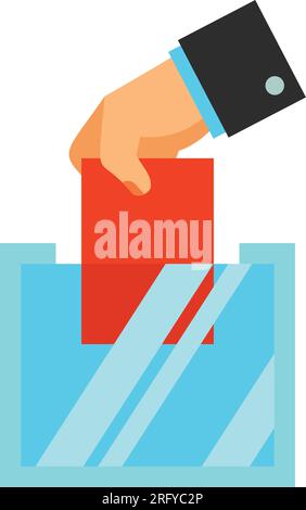 Main laissant tomber le bulletin de vote dans l'urne Illustration de Vecteur