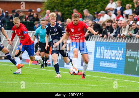 Hvidovre, Danemark. 06 août 2023. Magnus Fredslund (30) de Hvidovre IF vu lors du 3F Superliga match entre Hvidovre IF et Aarhus GF au Pro ventilation Arena de Hvidovre. (Crédit photo : Gonzales photo/Alamy Live News Banque D'Images