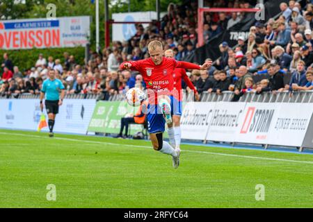Hvidovre, Danemark. 06 août 2023. Andreas SMED (22) de Hvidovre IF vu lors du match 3F Superliga entre Hvidovre IF et Aarhus GF à Pro ventilation Arena à Hvidovre. (Crédit photo : Gonzales photo/Alamy Live News Banque D'Images