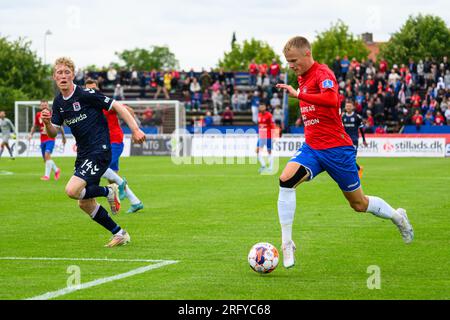 Hvidovre, Danemark. 06 août 2023. Andreas SMED (22) de Hvidovre IF vu lors du match 3F Superliga entre Hvidovre IF et Aarhus GF à Pro ventilation Arena à Hvidovre. (Crédit photo : Gonzales photo/Alamy Live News Banque D'Images