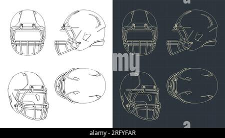 Illustrations vectorielles stylisées de modèles de casque de football américain Illustration de Vecteur