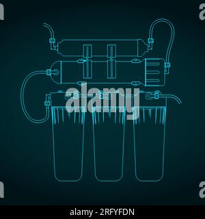 Illustration vectorielle stylisée du plan du système d'osmose inverse Illustration de Vecteur