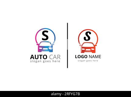 Logo de voiture abstraite sur le symbole de signe de lettre pour Automotive Company. Illustration de Vecteur