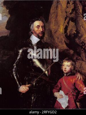 Double portrait de Thomas Howard, 21e comte d'Arundel (1585-1646) avec son petit-fils, Thomas Howard, plus tard 22e comte d'Arundel et 5e duc de Norfolk 1636 par Anthony van Dyck Banque D'Images