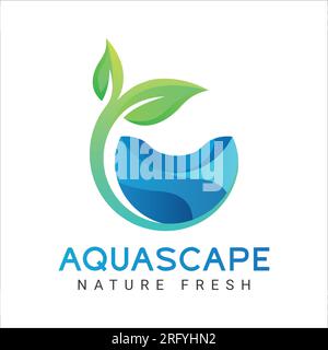 Aqua scape logo Design goutte d'eau avec logo Leaf Organic Fresh Illustration de Vecteur