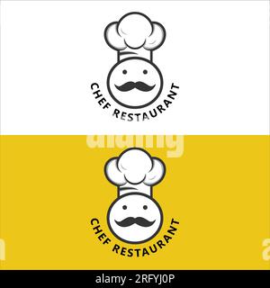 Chef Cooking Restaurant logo Design Catering Chef Cap Fork et Spoon logotype Cook Illustration de Vecteur