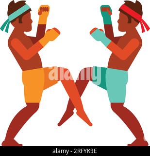 Icône de boxe pour hommes thaïlandais Illustration de Vecteur