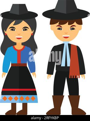 Couple argentin dans l'icône du costume national Illustration de Vecteur