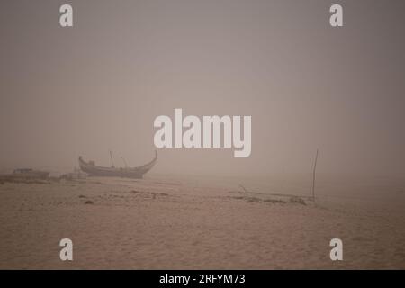 Au milieu de la beauté sauvage des dunes balayées par le vent, la tempête féroce de la nature danse avec la mer, créant une symphonie fascinante de puissance et de grâce Banque D'Images