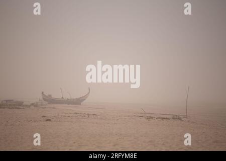 Au milieu de la beauté indomptée des dunes balayées par le vent, la tempête féroce de la nature danse avec la mer, créant une symphonie fascinante de puissance et de grâce le long du fleuve Banque D'Images