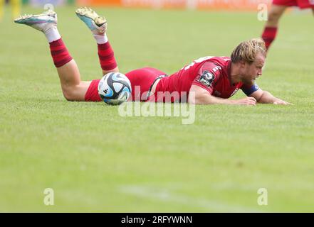 Homberg, Deutschland. 29 juillet 2023. Firo : football 07/29/2023, test match, match amical, 3e saison de Bundesliga 2023/24 MSV Duisburg - de Graafschap sur le terrain, déçu, Sebastian Mai crédit : dpa/Alamy Live News Banque D'Images