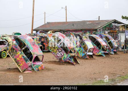 VW Slug Bug Ranch, Conway Panhandle, Texas Banque D'Images